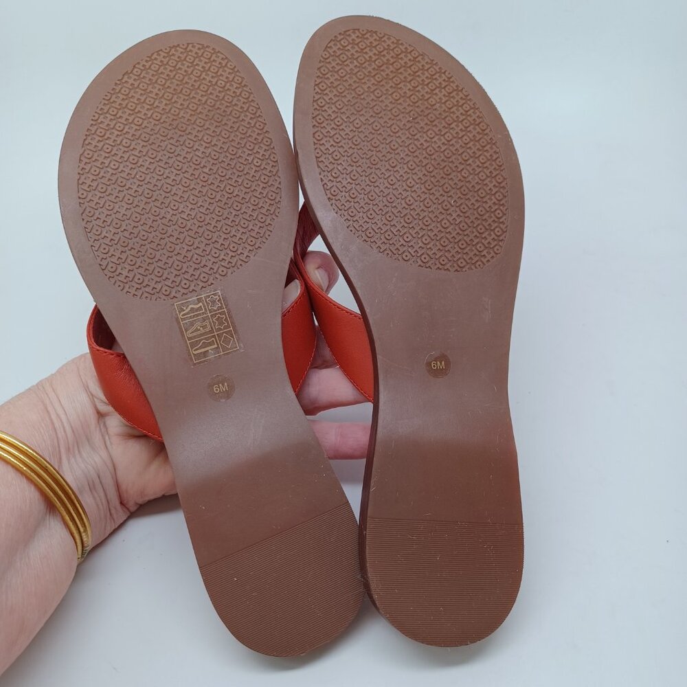 Tory Burch Sandals Rust Leather Thong Flip Flops Womens 6M - Picture 11 of 12